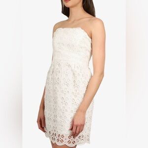 Milly of New York Emalina Dress White Lined Strapless Eyelet Floral size 0